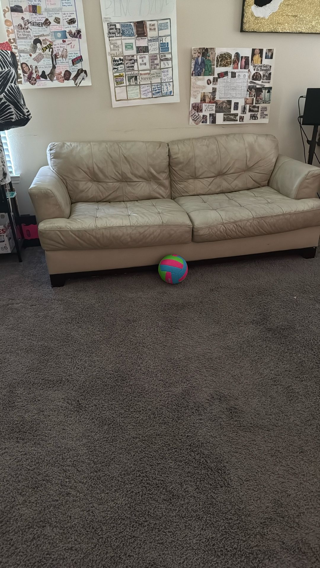 2 Pc Off White Leather Couches