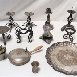 Vintage Silver Plate Tray & Miscellaneous Table Decorations 