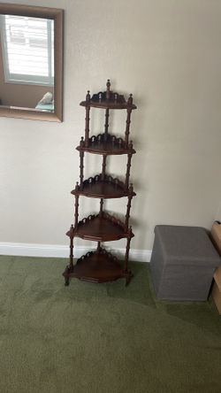 Vintage Solid Wood 5-Tier Corner Étagère / Corner Shelf