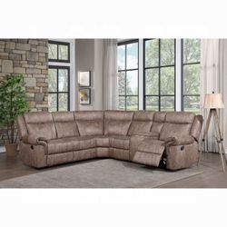 Brand New Brown Velvet Super Plush Reclining Sectional Sofa 