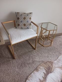 Gold chair and end table