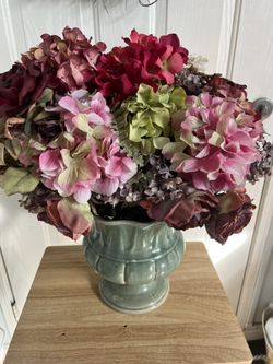 Large Faux Floral And Ceramic Pottery Arrangement