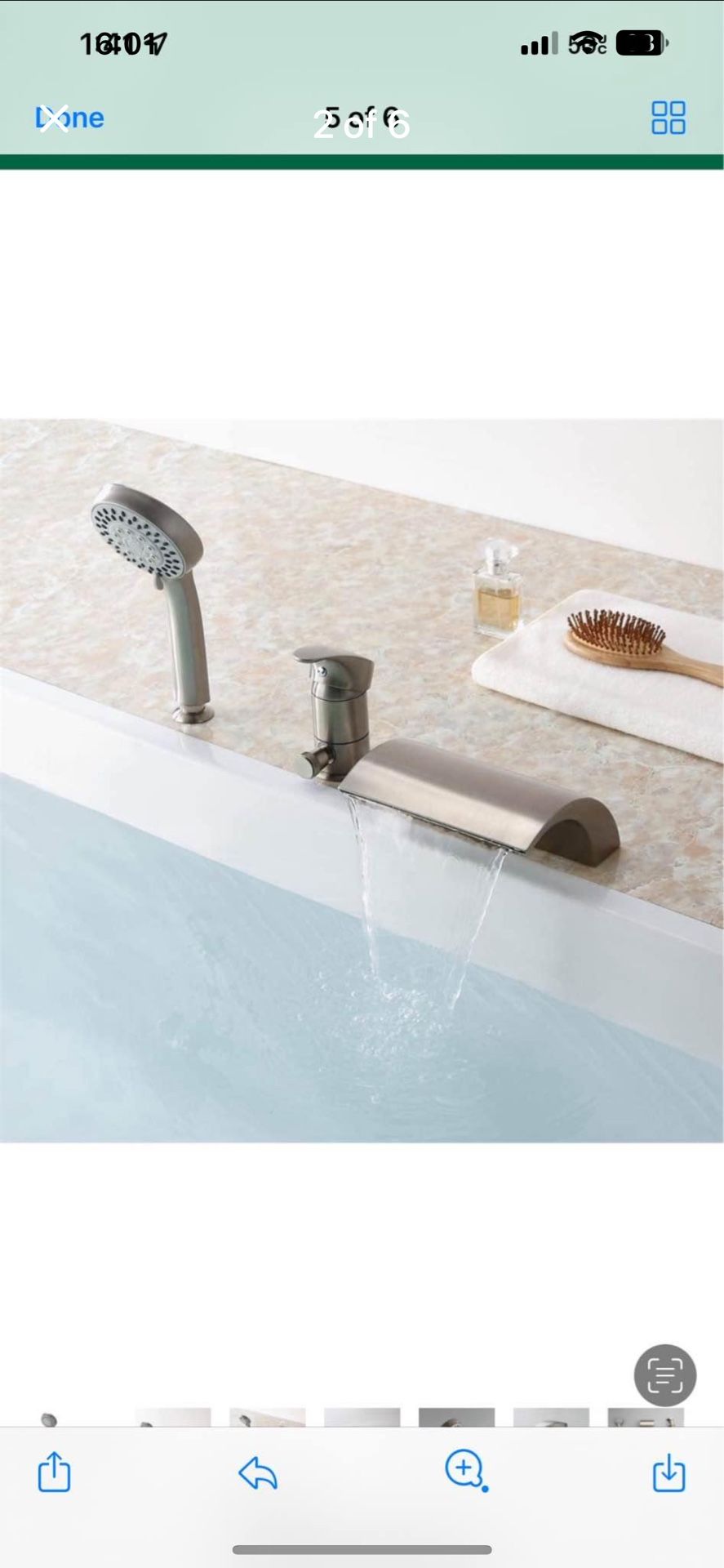 Bathroom Waterfall Roman Tub Filler Faucets Handshower Valve Set (Brushed Nickel)  Sh1