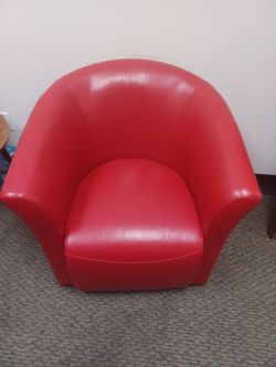 TWO Wade Logan Red Faux Leather Swivel Chairs