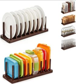 Food Storage Lid Organizer, 2 Pack, Adjustable Dividers, Pot Pan Lid Holder