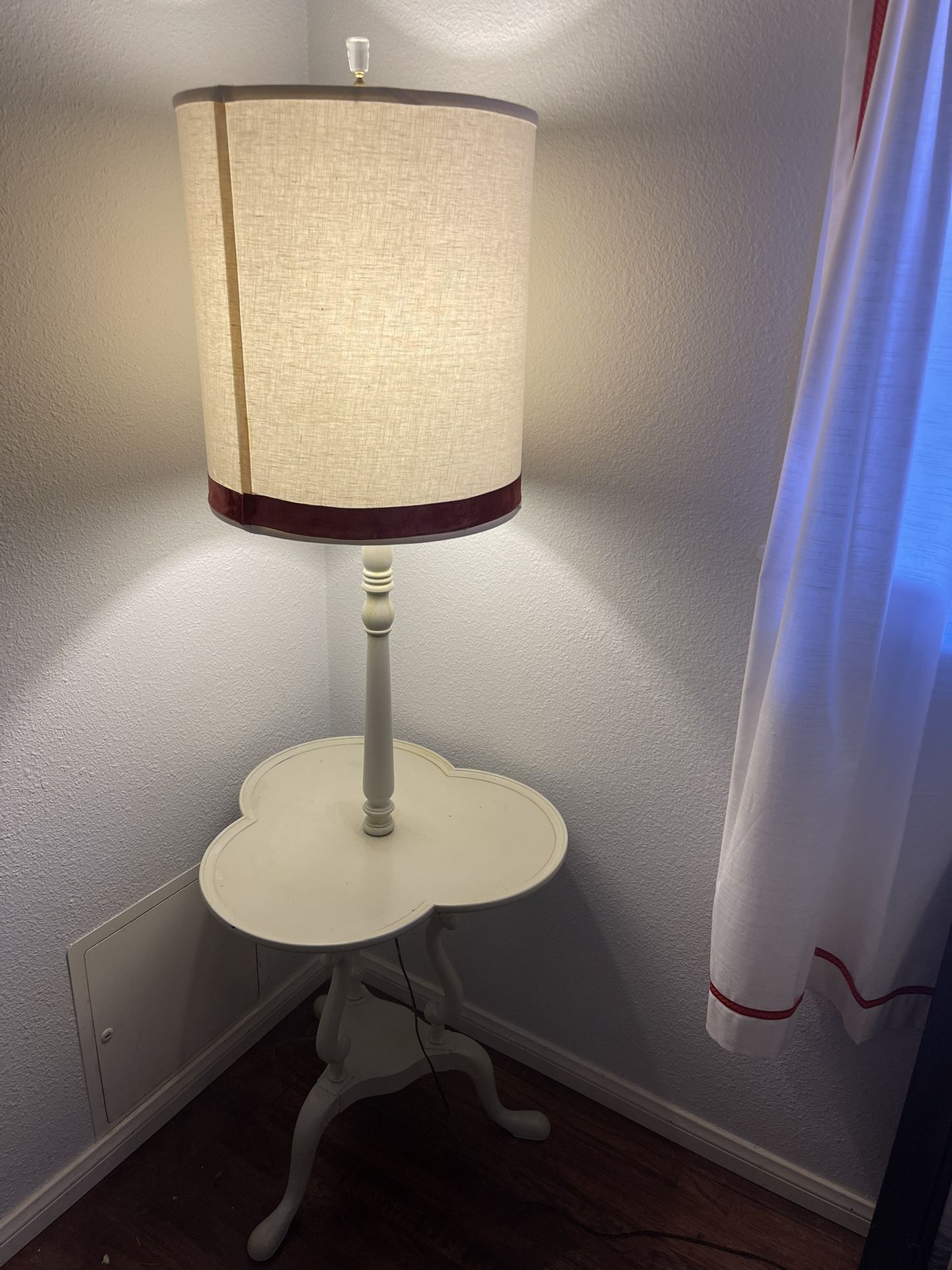 Antique Side Table With Built In Lamp