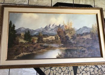 Vintage Mid Century Landscape Signed Oil On Canvas Framed