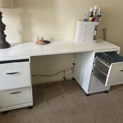 White Office Desk with Drawers
