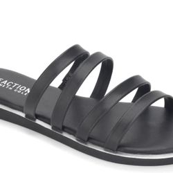 NIB- Kenneth Cole Reaction Sloan Four Band Slide Sandals Black - Womens Size 8.5