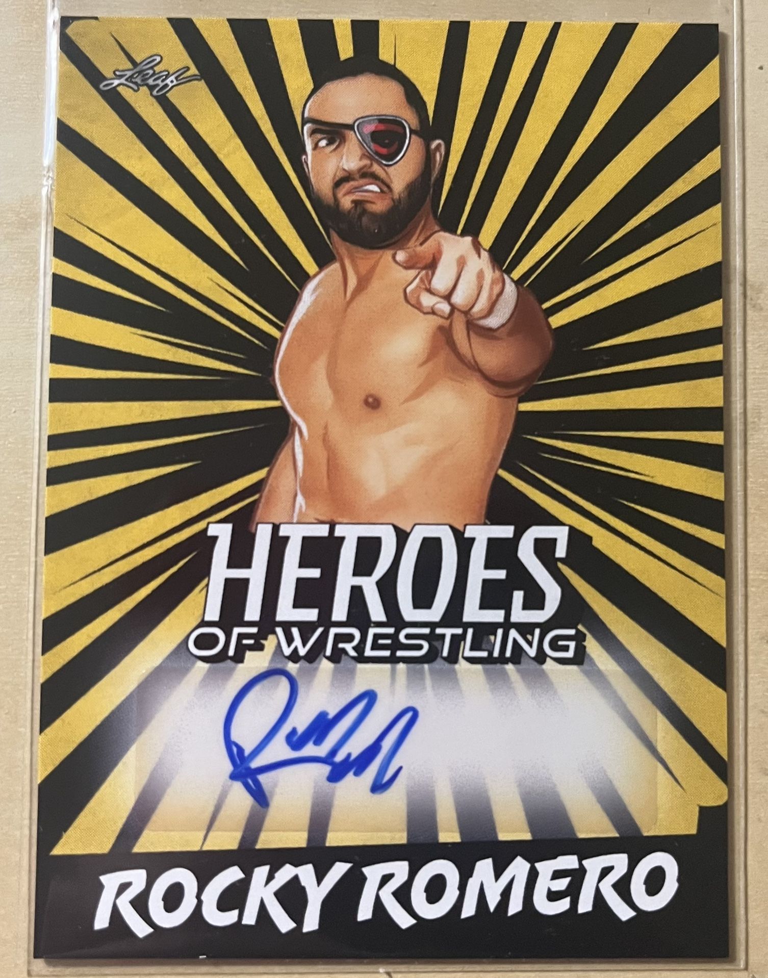 2023 Leaf Heroes of Wrestling Auto Gold Rocky Romero #BA-RR1 Auto