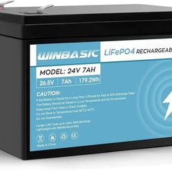 24V 7Ah LiFePO4 Battery LF8011, 25.6V 179.2Wh Deep Cycle Rechargeable Lithium Iron Phosphate Batteries for Ride on Toys Fish Finder, Small Solar, Camp