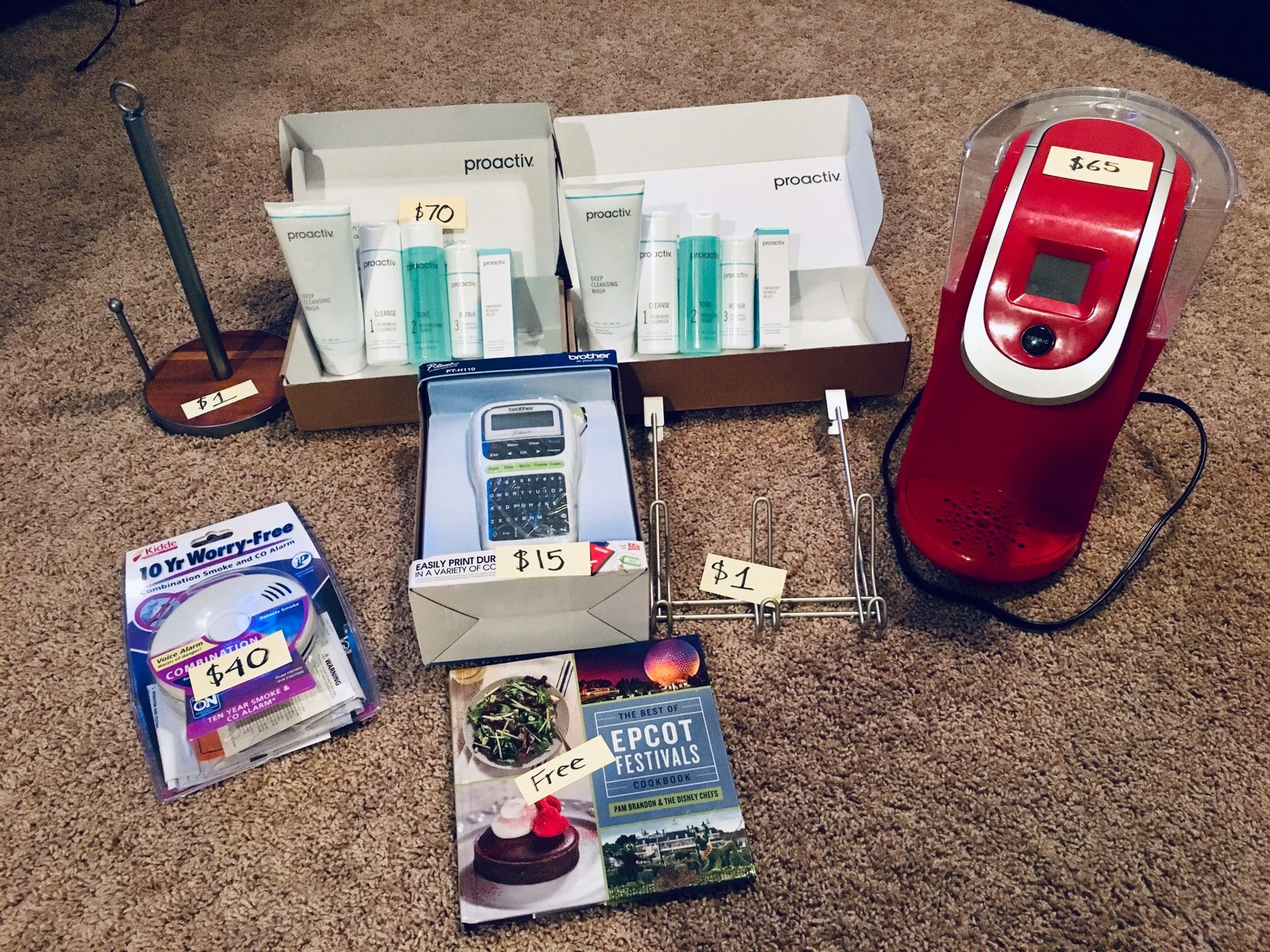 Keurig, Smoke and CO alarm, Proactive, Label Maker, Paper Towel Holder, Door Hanger, Cook Book