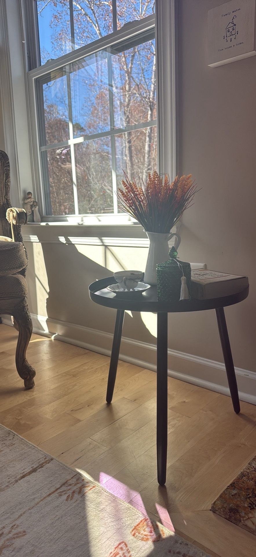 Like new side table small end table metal coffee table black matte