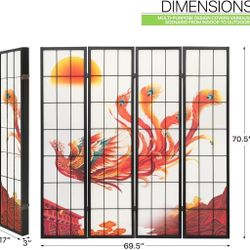 Magshion Wood Wall Panels, 4 Panel Room Dividers and Accent Walls, 5.9 ft Height Folding Room Dividers for Home, Office, and Dorms, Oriental Tradition