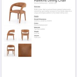 $450 EACH - Four (4x) Designer Dining Chairs in Sonoma Butterscotch (Four Hands - Hawkins)