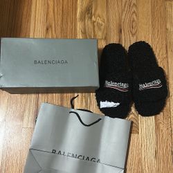 Balenciaga furry slides