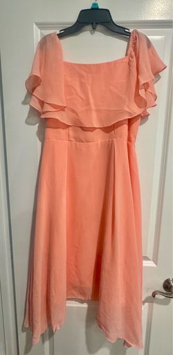 Coral pink midi ruffle dress