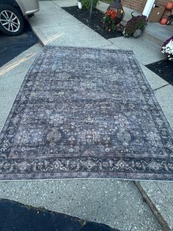 Large Dark Gray Persian-Style Area Rug