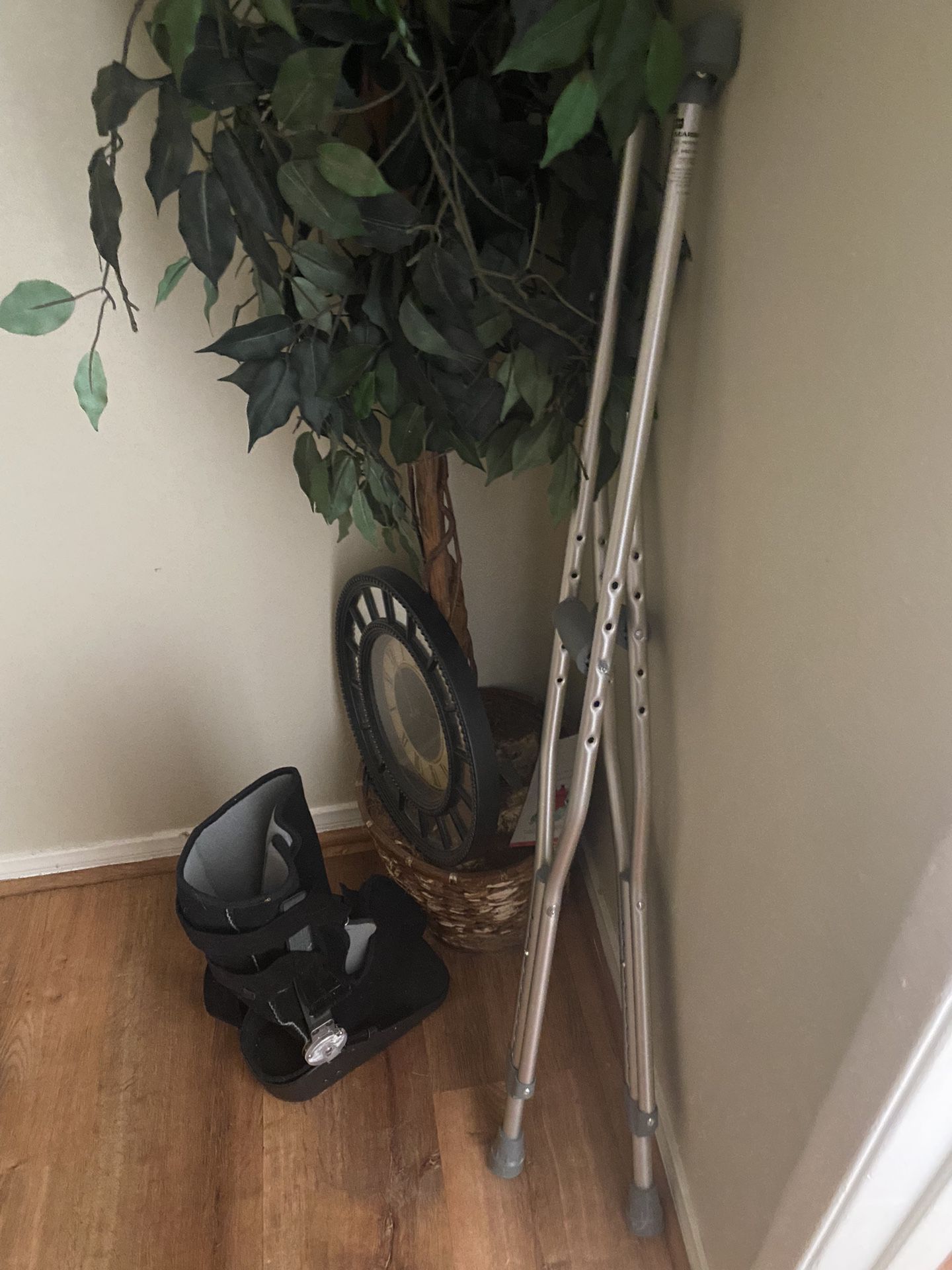 Lightly used crutches and boot