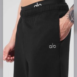Alo Black Straight Leg Sweat Pant Size Medium NWT