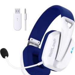 NEW! Wireless Gaming Headset Headphones WolfLawS, white & blue (see details)