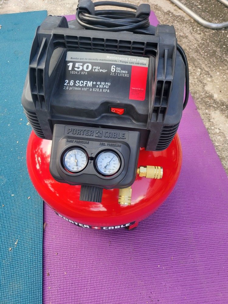 PORTER CABLE 6 GAL 150 PSI PORTABLE ELECTRIC PANCAKE AIR COMPRESSOR