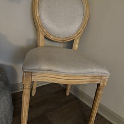 Beige / Light Wood Accent Chair