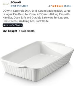 Ceramic baking dish/casserole dish 4.2 qt