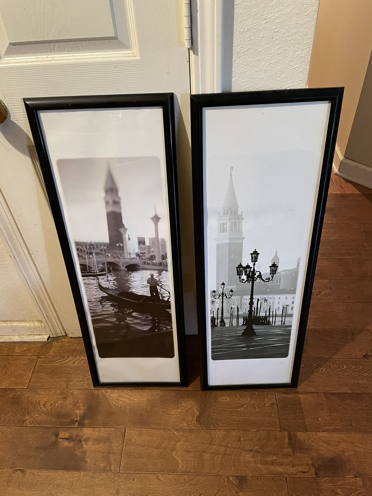 Pair of framed city photographs of Venice / Venezia