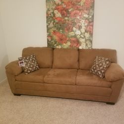 Camel Color Suede Like Sofa..Size 7ft Long..Brand New With Tag On It..very Comfortable!!