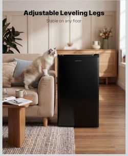 Upstreman 3.2 Cu.Ft Mini Fridge with Freezer, Quiet Efficient Small Fridge, Black-BR321