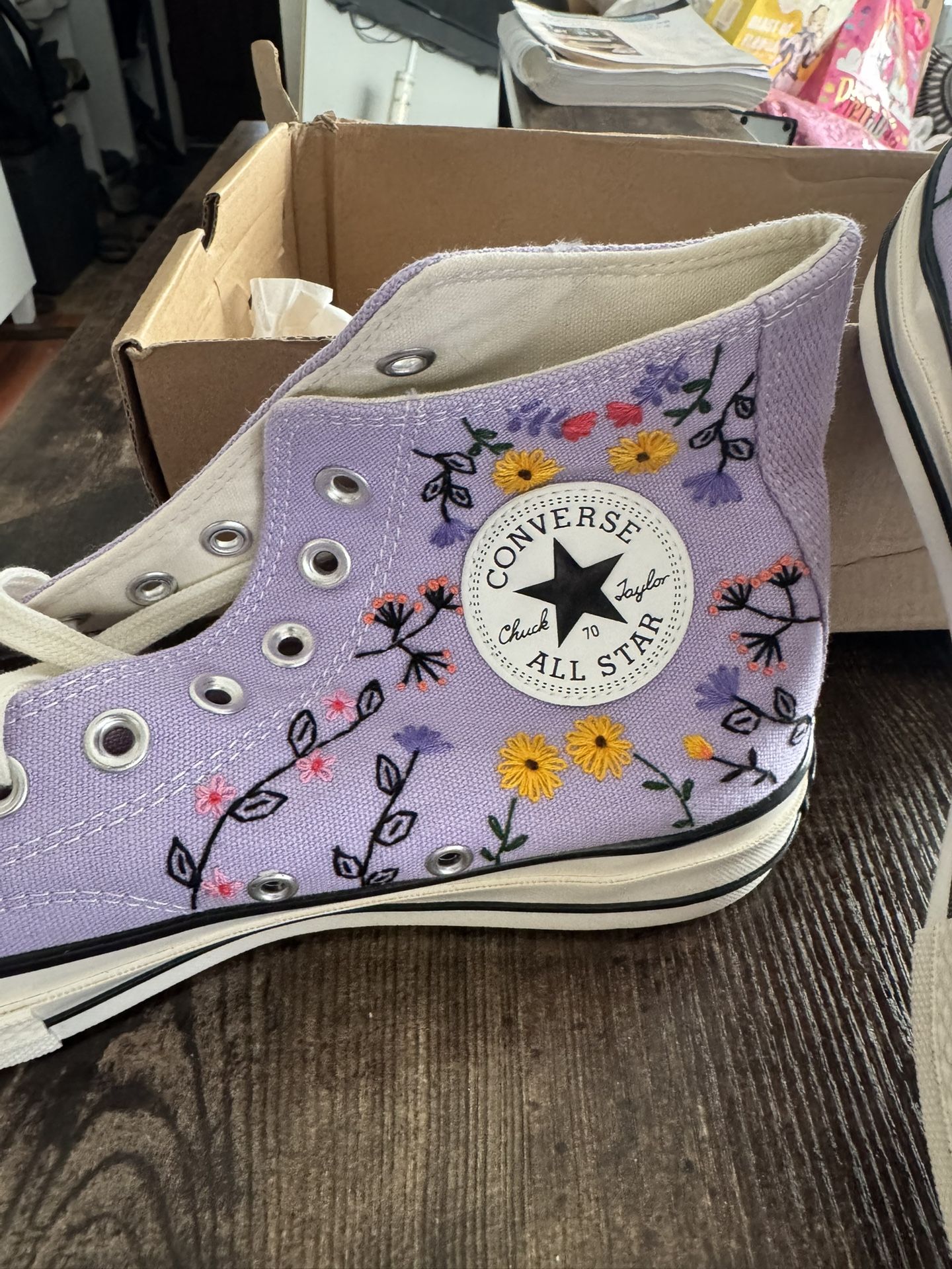 Customized Converse Embroidered Shoes Converse Chuck Taylor 1970s Embroidered Flowers and plants Converse Shoes