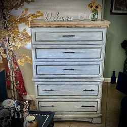 Charming Rustic Farmhouse Dresser Real Wood Grey White 