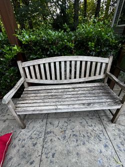 Pair of Solid Teak Outdoor Garden Benches – 59” – Weathered Patina