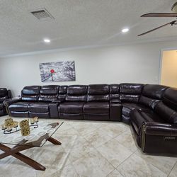 Living Room Sets Real Leather Recliner 