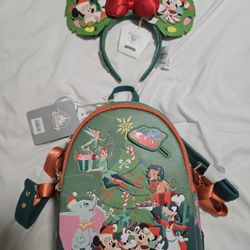 Disney Christmas Loungefly and Matching Mickey Ears