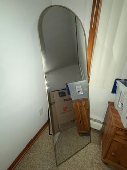 Full-Length Arched Floor Mirror Gold Frame