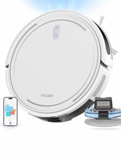 Vyzzle Robot Vacuum Clean & Mop Combo D10 5000Pa Suction White New Open Box