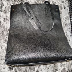 Persaman New York Genuine Leather Bag – Made in Italy – Black with Gold Hardware