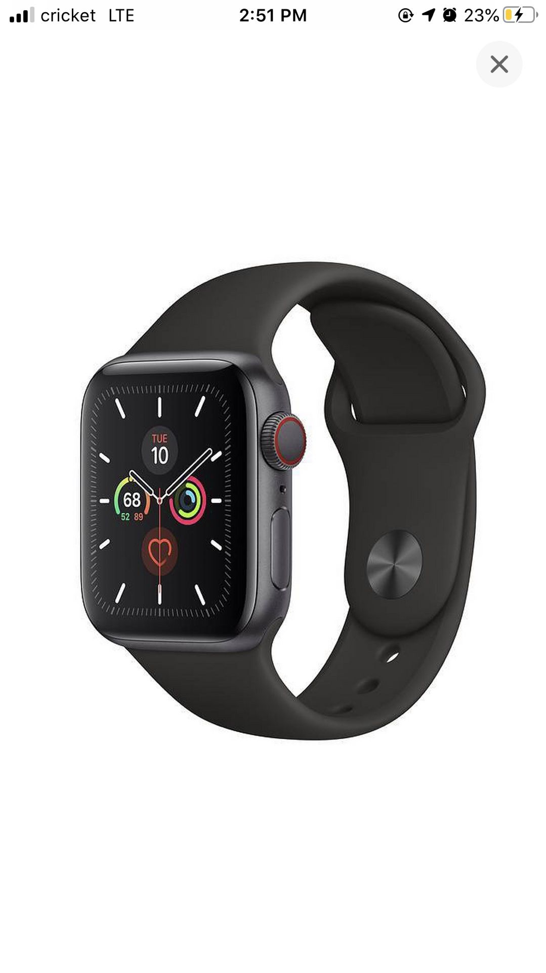 Apple Watch Series 5 GPS + Cellular with Black Sport Band - 44mm