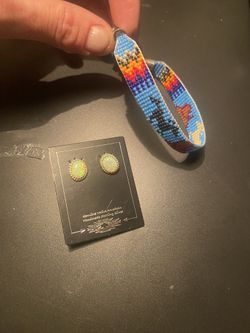 Handmade Native Bracelet And Earrings