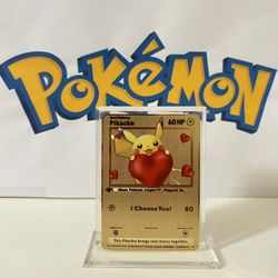 Pokemon Gold Metal Card Pikachu i Choose You 