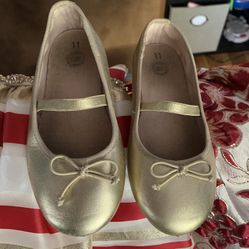 Little Girls Size 11 Gold Ballet Flats