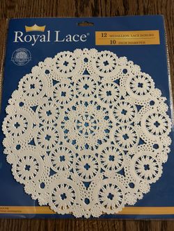 Royal Lace Doilies -10” Round - Set Of 12