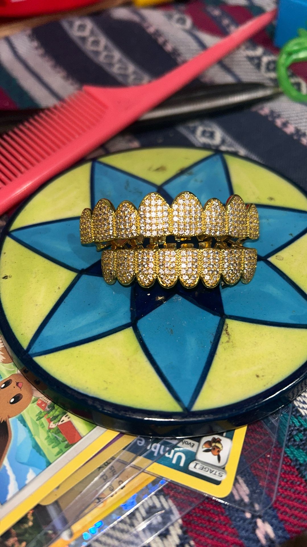18k Solid gold vvs grillz set