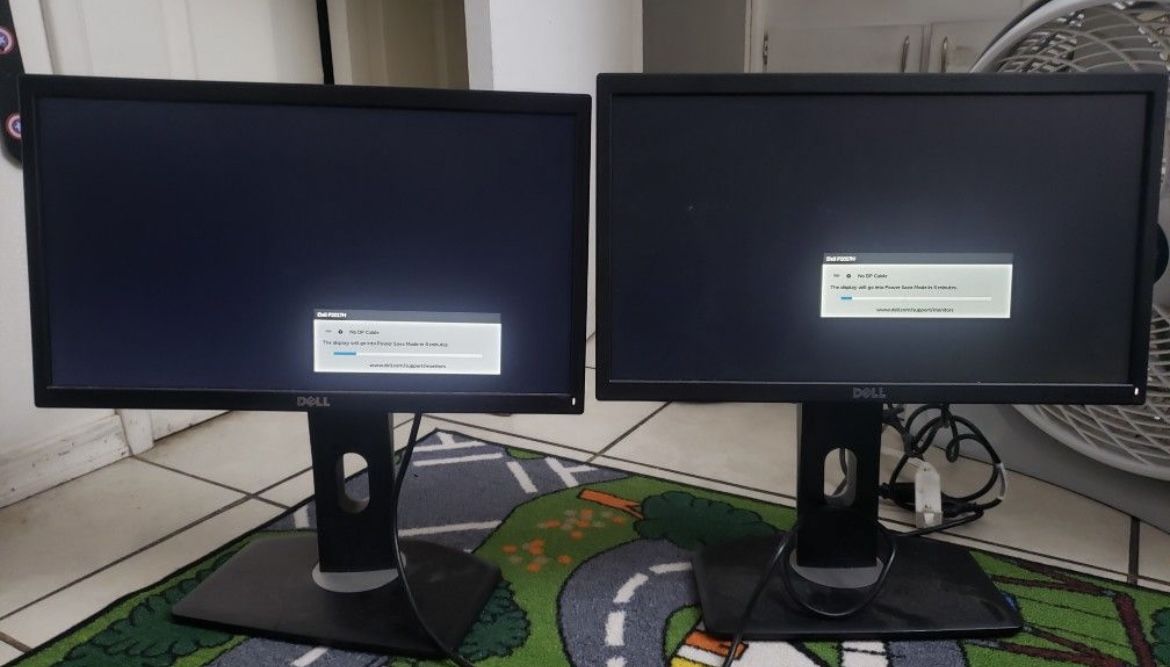 Office Desk, Chair And Monitors