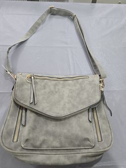 Gray Shoulder Bag with Zipper Details