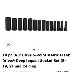 Snap-On 14pc 3/8” Deep Impact Metric Socket Set (214SIMFMYA)