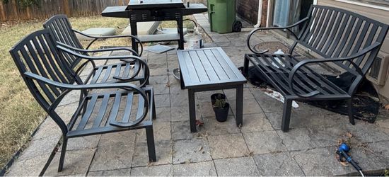 4-Piece Outdoor Lounge Set - 2 Chairs, Loveseat/Bench + Coffee Table