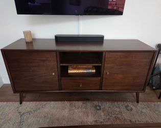 Mid-century wood TV cabinet (64")